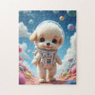 Cute Puppy Astronaut on a Pastel Planet Jigsaw Puz Legpuzzel