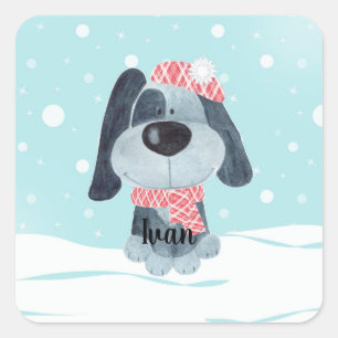 Cute puppy, baby vierkante sticker