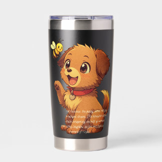 Cute Puppy & Bee Thermosbeker Geïsoleerde Drinkbeker