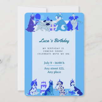 Cute Puppy Birthday Invitation for Boys Kaart