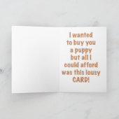 Cute Puppy Birthday Kaart (Binnen)