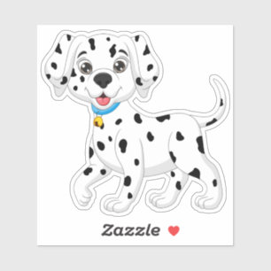 Cute Puppy Black White Spoted Fire Dog Dalmatian Sticker