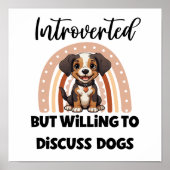 Cute Puppy Boho Rainbow "Introverted" Graphic Poster (Voorkant)