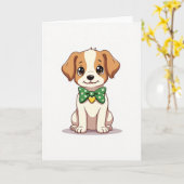Cute Puppy Bow Tie Card Kaart (Gele Bloem)
