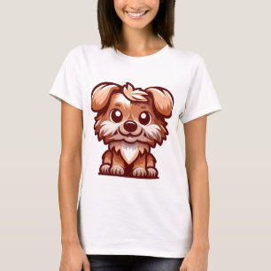 Cute Puppy Cartoon Dames T-Shirt