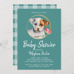 Cute Puppy Dog Baby shower Waterverf Kaart