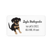 Cute Puppy Dog Black en Brown Etiket (Voorkant)
