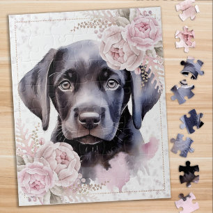 Cute Puppy Dog Black Labrador Retriever Legpuzzel