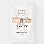 Cute Puppy Dog Boy 1st Birthday | Pawty Time First Spandoek (Verticaal)