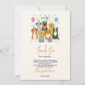 Cute Puppy Dog Boy 5th Birthday | Pawty Time First Bedankkaart (Voorkant)