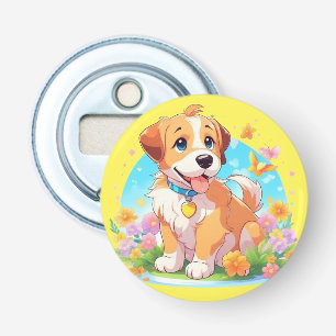 Cute Puppy Dog Button Flesopener