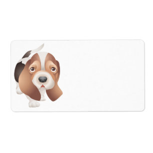 Cute Puppy Dog Cartoon Basset Hound Etiket