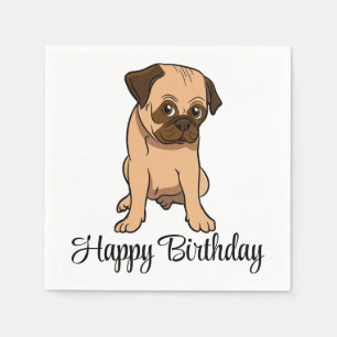 Cute Puppy Dog Cartoon Pug Happy Birthday Servet