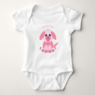 Cute Puppy Dog Cartoon Roze, op maat gesneden baby Romper