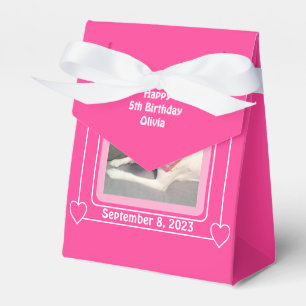 Cute Puppy Dog Foto Birthday Nummer 5 Roze Bedankdoosjes