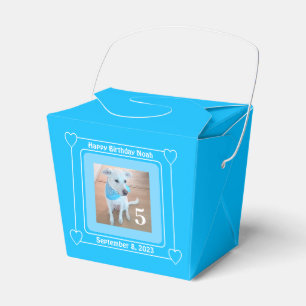 Cute Puppy Dog Foto Happy Birthday Number 5 Blue Bedankdoosjes