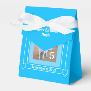 Cute Puppy Dog Foto Happy Birthday Number 5 Blue Bedankdoosjes