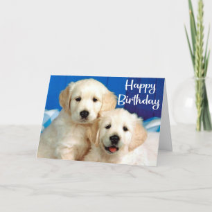 Cute Puppy Dog Golden Retriever Happy Birthday Kaart
