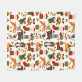 Cute Puppy Dog Kerstmis Fleece Deken (Voorkant (Horizontaal))
