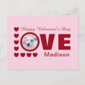 Cute Puppy Dog Love Hearts Valentijnsdag Red Post Briefkaart (Voorkant)