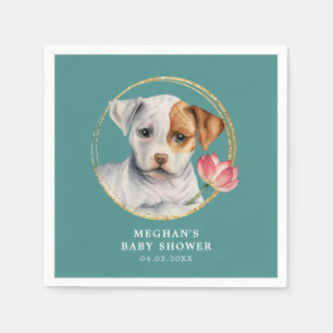 Cute Puppy Dog met Vloeiend Baby shower Servet