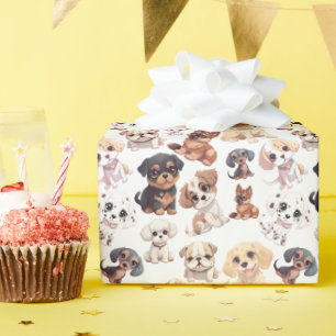 Cute Puppy Dog Patroon Cadeaupapier