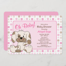 Cute Puppy Dog Pink Pok Baby shower