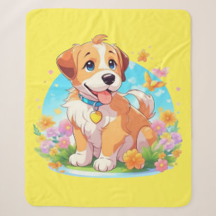 Cute Puppy Dog Sherpa Deken