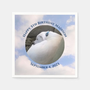 Cute Puppy Dog Sleeping Blue Sky 5th Birthday Servet