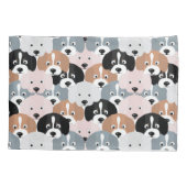 Cute Puppy Dogs roze Black Illustratie Kussensloop (Achterkant)