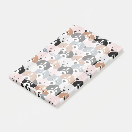 Cute Puppy Dogs roze Black Illustratie Post-it® Notes (Schuin)