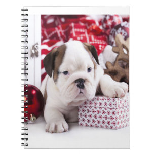 Cute Puppy English Bulldog   Vreemde kerst Notitieboek