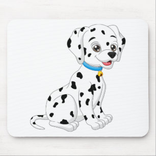 Cute Puppy Fire Dog Black White Cartoon Dalmatian Muismat