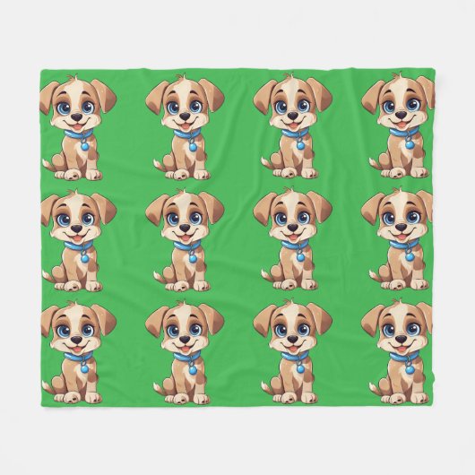 Cute Puppy Fleece Blanket (Voorkant (Horizontaal))