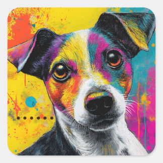 Cute Puppy Funny Dog Mixed Media Animal Pet Vierkante Sticker