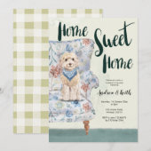 Cute Puppy Housewarming Party Kaart (Voorkant / Achterkant)