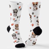 Cute Puppy I Love Dogs Pattern Crew Socks Sokken (Gebogen)