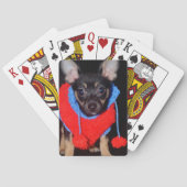 Cute Puppy in Red Wool Sweater Pokerkaarten (Achterkant)