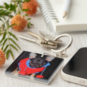 Cute Puppy in Red Wool Sweater Sleutelhanger (Voorkant Rechts)