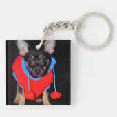 Cute Puppy in Red Wool Sweater Sleutelhanger (Achterkant)