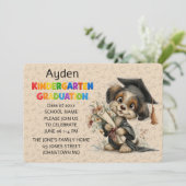 Cute Puppy Kindergarten Graduation Invitation (Debout devant)