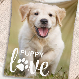 Cute Puppy Love Personalized Pet Photo Hondenliefh Fleece Deken