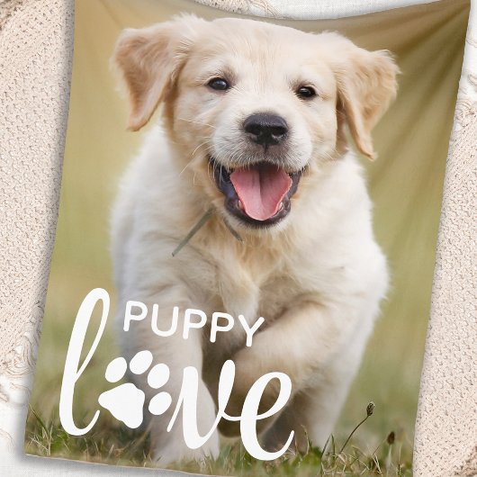 Cute Puppy Love Personalized Pet Photo Hondenliefh Fleece Deken