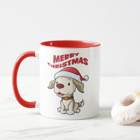 Cute puppy Merry Kerstmis Mok (Met donut)