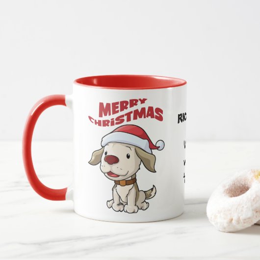 Cute puppy Merry-Mok op kerstmis Mok (Met donut)