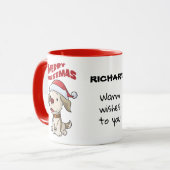 Cute puppy Merry-Mok op kerstmis Mok (Voorkant links)