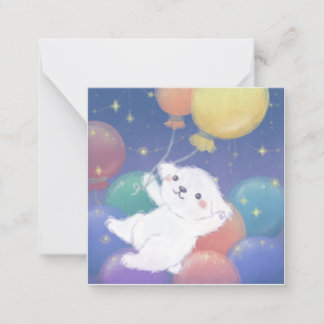 Cute Puppy met Ballonnen & Sterren Notitiekaartje