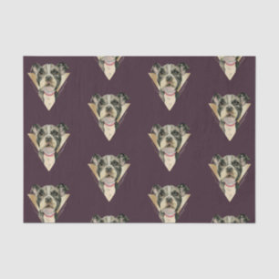 Cute Puppy met Gold Geometric Waterverf Pattern Tissuepapier