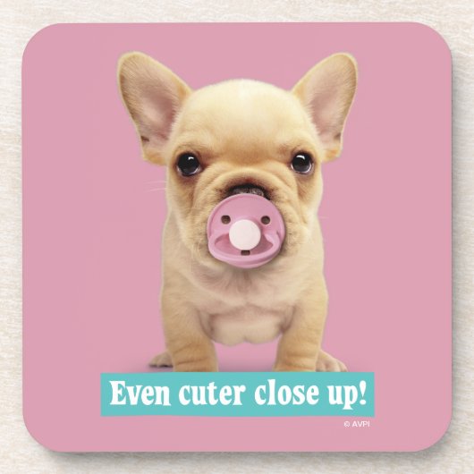 Cute Puppy met Pacifier Onderzetter (Voorkant)