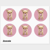 Cute Puppy met Pacifier Ronde Sticker (Vel)